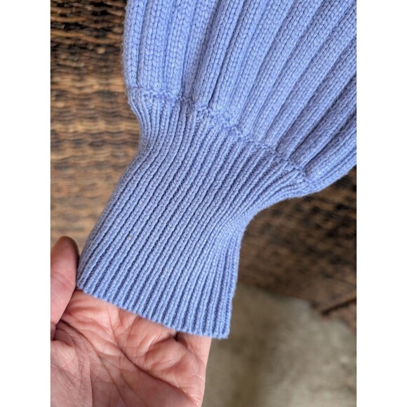 Staud Chunky Knit Cardigan Sweater Balloon Sleeve Purple Preppy Cottagecore Y2K - Picture 4 of 7